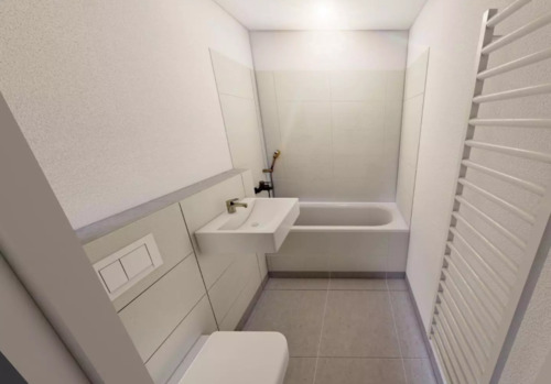 Badezimmer nach Sanierung - 3 Zimmer Etagenwohnung in Cölpin