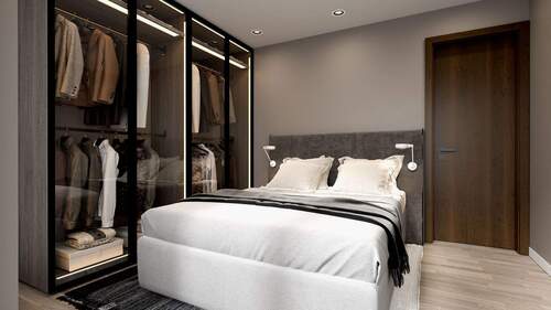 Beispieleinrichtung Schlafen - 2 Zimmer Terrassenwohnung zum Kaufen in Garmisch-Partenkirchen