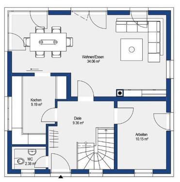 Erdgeschoss Alternative mit Arbeitszimmer - 