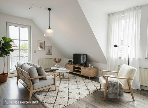 Wohnzimmer mit Austritt zum Balkon - 3 Zimmer Etagenwohnung zur Miete in Wolfhagen