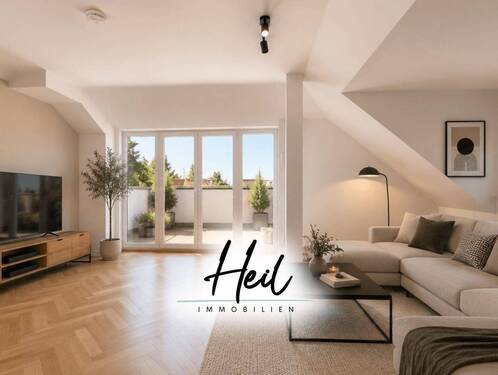 Wohnzimmer - Vermietete Dachgeschosswohnung mit Loggia in denkmalgeschütztem Altbau in Leipzig