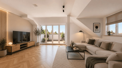 Wohnzimmer - Etagenwohnung mit 71,30 m&sup2; in Leipzig zum Kaufen