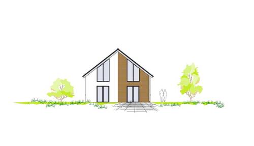 Terrassenansicht weiß - Großzügiges Grundstück am Würmsee - Projektierte Bebauung mit modernem Ferienhaus! (MA-1020-208)