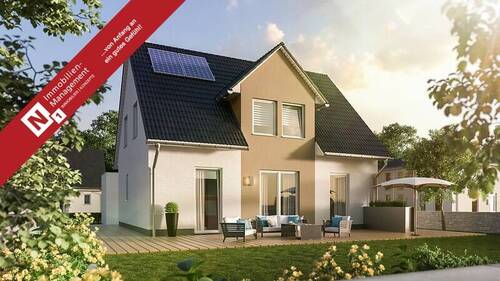 Gartenansicht - Neubau Einfamilienhaus auf Grundstück im Ortsteil Alsenborn
