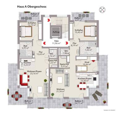 Haus A Obergeschoss gesamt - 