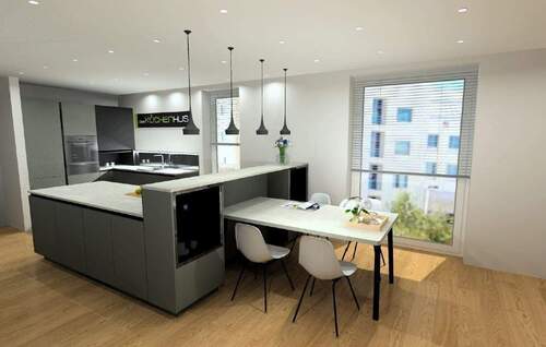 Küche mit Einbauküche - Exklusive Wohnung mit Schleiblick