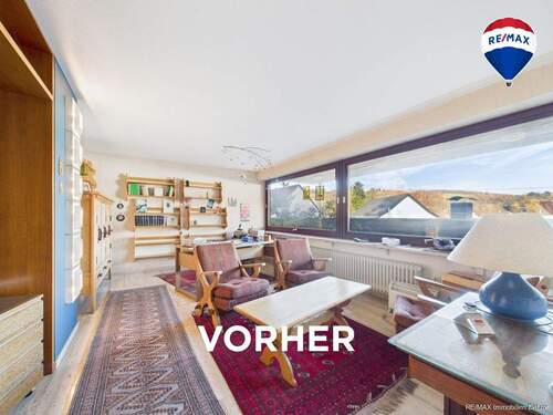 RE/MAX Immobilien DeLux Wohn-Geschäftshaus Merzig Wohnzimmer vorher - 