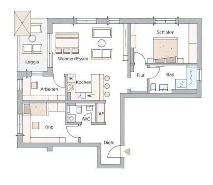 3,5 Zimmer flexibel nutzbar - 