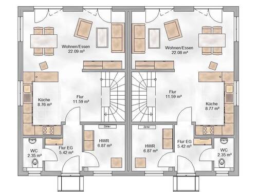 Graz_eg_beide Seiten.jpg - 4 Zimmer Doppelhaushälfte zum Kaufen in Seukendorf