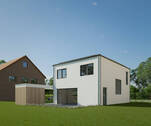 Gartenansicht - KfW40 Einfamilienhaus, 9 Minuten bis Paderborn, Mitgestaltung und Erweiterbar auf 155 m² möglich