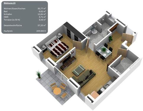 Wohnung 23 - Etagenwohnung mit 57,20 m² in Werlte zum Kaufen