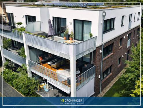 Außenansicht / Balkonseite - Moderne 4-Zimmer Eigentumswohnung mit Fahrstuhl und großem Balkon im grünen Farmsen-Berne