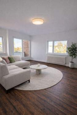 Wohnzimmer - Erstbezug nach Kernsanierung 2025: 3 Zimmer mit Balkon & Grünblick in ruhiger Tempelhof-Lage