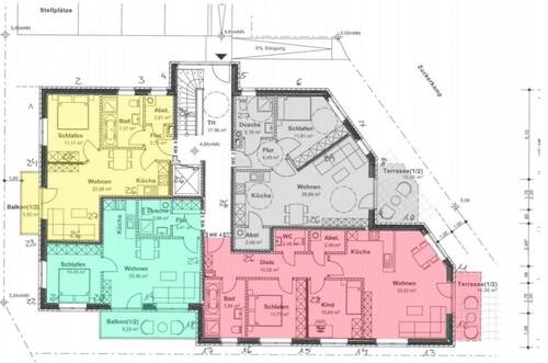 Wohnung gelb markiert - 