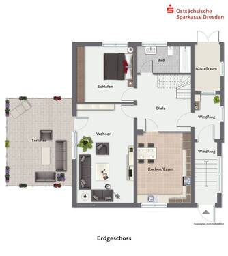 Erdgeschoss möbliert - 