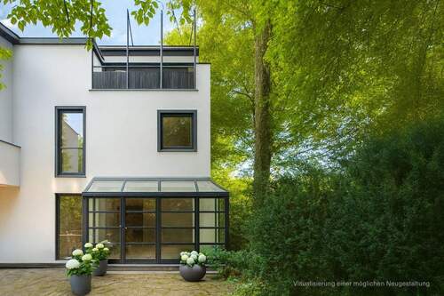 Mögliche Außengestaltung. - Außergewöhnliches Split-Level-Eckhaus. Wohnen mit Charakter.