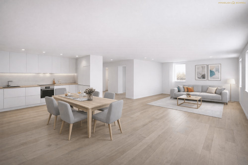 Küchen-/Wohn-/ und Essbereich - animiert - Repräsentative Gewerbeeinheit mit Wohnperspektive - Umnutzung zu Wohnraum möglich