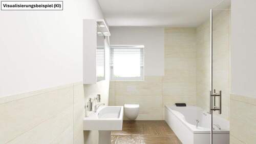 Tagesbelichtete Bad mit Dusche/Badewanne - 