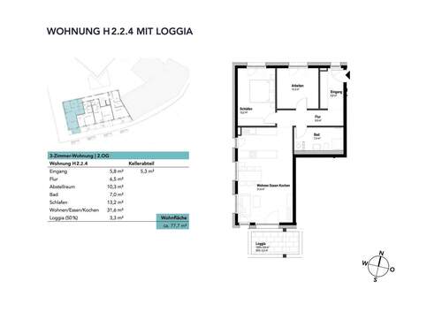 Wohnung H2.2.4 mit Loggia - 
