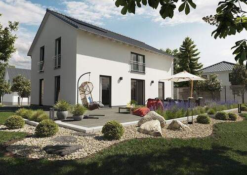 LH 142 Modern - Gartenansicht - Romantisches Flair und zeitlose Eleganz. Ihr Town & Country Haus in Großrudestedt!