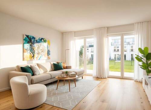 Visualisierung Wohnzimmer - Lichtdurchflutetes Reihenhaus mit Garten & Stellplatz - jetzt sichern!