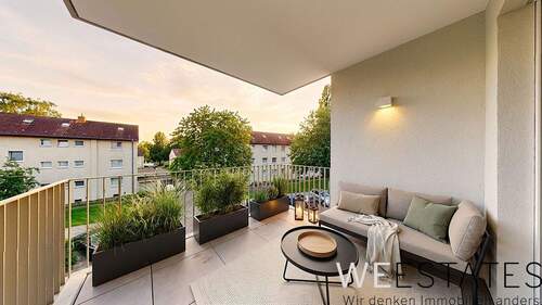 Balkon - Möblierungsbeispiel - 2 Zimmer Etagenwohnung zur Miete in Düsseldorf