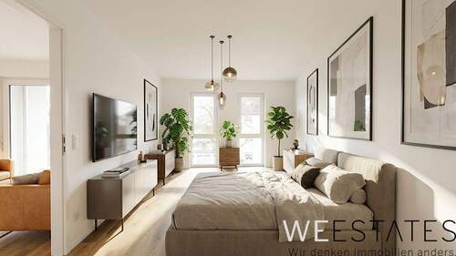 Schlafzimmer- Möblierungsbeispiel - 2 Zimmer Etagenwohnung in Düsseldorf