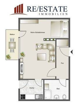 1-Zimmer-Wohnung - 