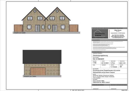 Bild 1 - Attraktives Baugrundstück (671 m²) mit bereits genehmigtem Doppelhausprojekt