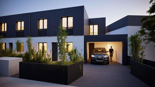 Straßenansicht Abend - 7 Zimmer Reihenmittelhaus in München