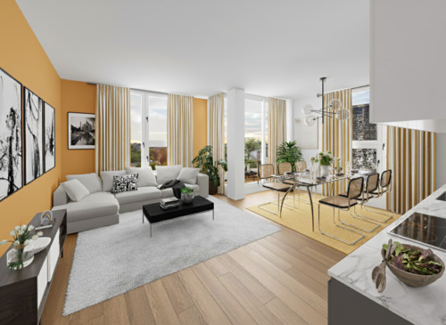 Unverbindliche Visualisierung - Familienwohnung mit Balkon und Grünblick