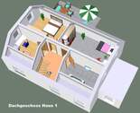 3D Grundriss Dachgeschoss Haus 1 - 
