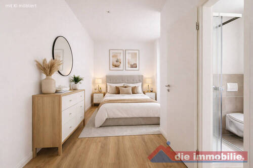 Schlafzimmer mit KI möbliert - 