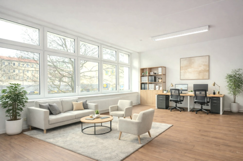 Raum 1 - KI Visualisierung mit Beispieleinrichtung - Flexibel nutzbare 2-Raum-Einheit in Berlin-Wilmersdorf
