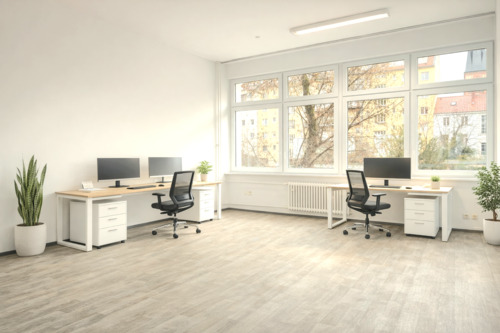 Raum 2 - KI Visualisierung mit Beispieleinrichtung - Büro mit 65,00 m&sup2; in Berlin zur Miete