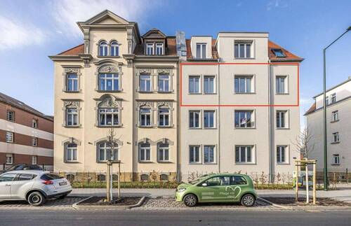 Ansicht von der Straße - 4 Zimmer Etagenwohnung in Markkleeberg