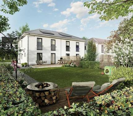 DH Aura 115 - Gartenansicht - Das Doppelhaus kombiniert urbanes Lebensgefühl mit ländlichem Charme in Alperstedt