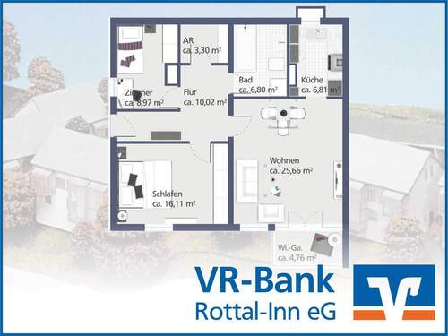Titelbild - Etagenwohnung mit 77,70 m² in Pfarrkirchen zum Kaufen