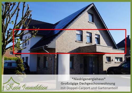Großzügige Dachgeschosswohnung! - Großzügige Dachgeschosswohnung mit Doppel-Carport und Gartenanteil!