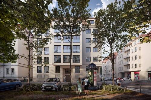 Frontansicht Visualisierung - Erstbezug: Neubauprojekt in der Südvorstadt - 3 Raumwohnung mit WintergartenSonnenzimmer & KfW 40