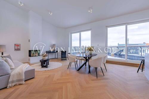 Wohn- Essbereich - Stilvolle Eleganz und Panoramablick - Einzigartiges Penthouse über den Dächern der Hansestadt!