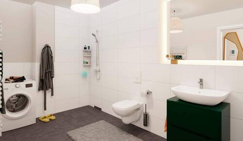Modernes Badezimmer mit bodengleicher Dusche - 3 Zimmer Etagenwohnung in Berlin