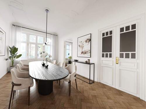 Esszimmer, so könnte es aussehen - WUNDERBARE, GROSSZÜGIGE 5-6 ZIM. ALTBAU-WHG., GR. WOHNKÜCHE + BALKON MIT VIEL POTIENTIAL UNWEIT KUDAMM