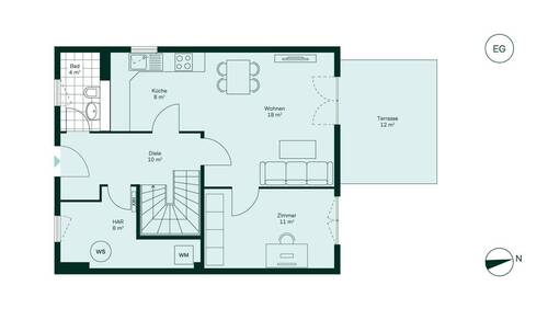 Großzügiges Erdgeschoss mit offener Küche - 