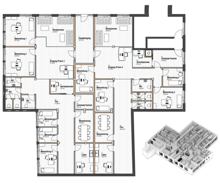Entwurf Praxisräume Untergeschoss - Büro in Crailsheim