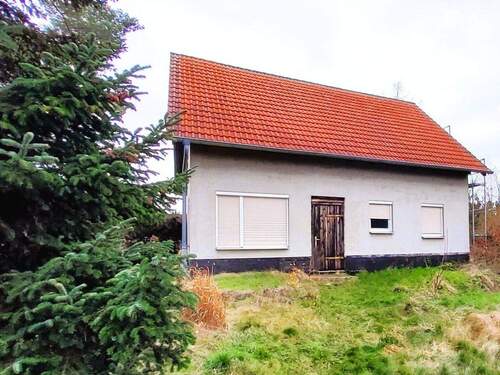 1.Hausansicht - Einfamilienhaus im Rohbau auf großem Doppelgrundstück mit zusätzlicher Bebauungsperspektive