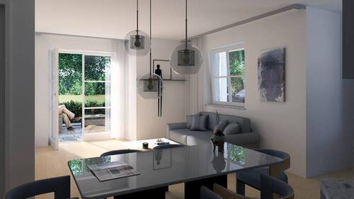 Wohn-/Essbereich - MGF-Group: 4-Zimmer-Erdgeschosswohnung mit Terrasse und eigenem Garten - WHG 08.