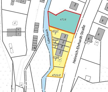 Objektgrundstück und separates Grundstück (grün) - 