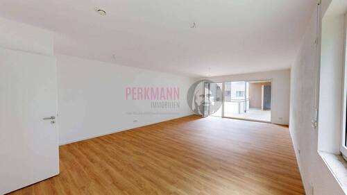Wohn- & Küchenbereich - 3 Zimmer Wohnung mit Balkon und Stellplatz oder Tiefgarage KFW55