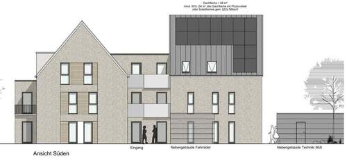 Ansicht Süden - Etagenwohnung mit 62,90 m² in Moormerland zum Kaufen